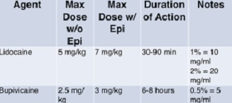 Local Anesthetic Doses and Toxicities