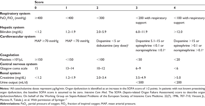 Sequential Organ Failure Assessment Score (SOFA)