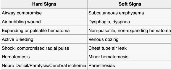 Hard and Soft Signs of Neck Injury